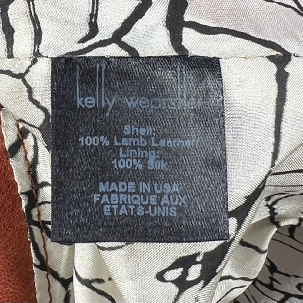 Kelly Wearstler Iraz Leather Mini Skirt- Magenta & Cognac Sz 8 - Picture 8 of 11